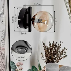 Applique murale - Verre 10 cm Chehalis Ambre, 1 lumière