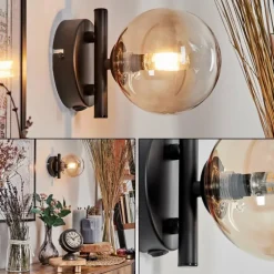 Applique murale - Verre 12 cm Chehalis Ambre, Clair, 1 lumière