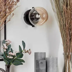 Applique murale - Verre 12 cm Chehalis Ambre, Clair, 1 lumière