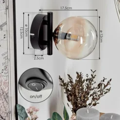 Applique murale - Verre 12 cm Chehalis Ambre, Clair, 1 lumière