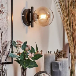 Applique murale - Verre 12 cm Chehalis Ambre, Clair, 1 lumière