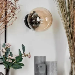 Applique murale - Verre 15 cm Chehalis Ambre, Clair, 1 lumière