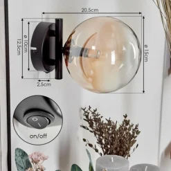 Applique murale - Verre 15 cm Chehalis Ambre, Clair, 1 lumière