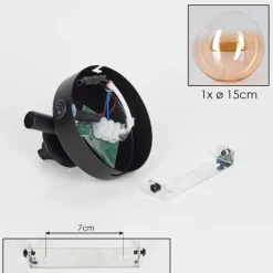 Applique murale - Verre 15 cm Chehalis Ambre, Clair, 1 lumière