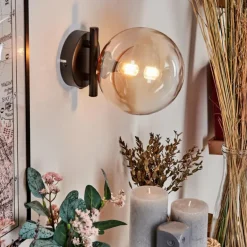 Applique murale - Verre 15 cm Chehalis Ambre, Clair, 1 lumière