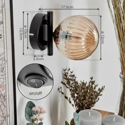 Applique murale - Verre 12 cm Chehalis Ambre, 1 lumière