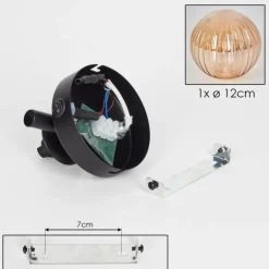 Applique murale - Verre 12 cm Chehalis Ambre, 1 lumière