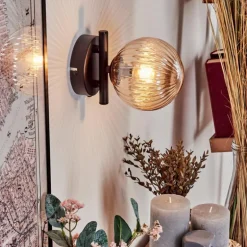 Applique murale - Verre 12 cm Chehalis Ambre, 1 lumière