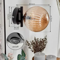 Applique murale - Verre 15 cm Chehalis Ambre, 1 lumière