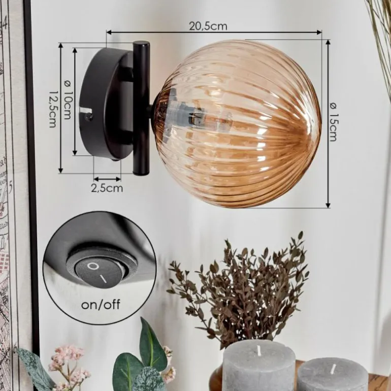 Applique murale - Verre 15 cm Chehalis Ambre, 1 lumière