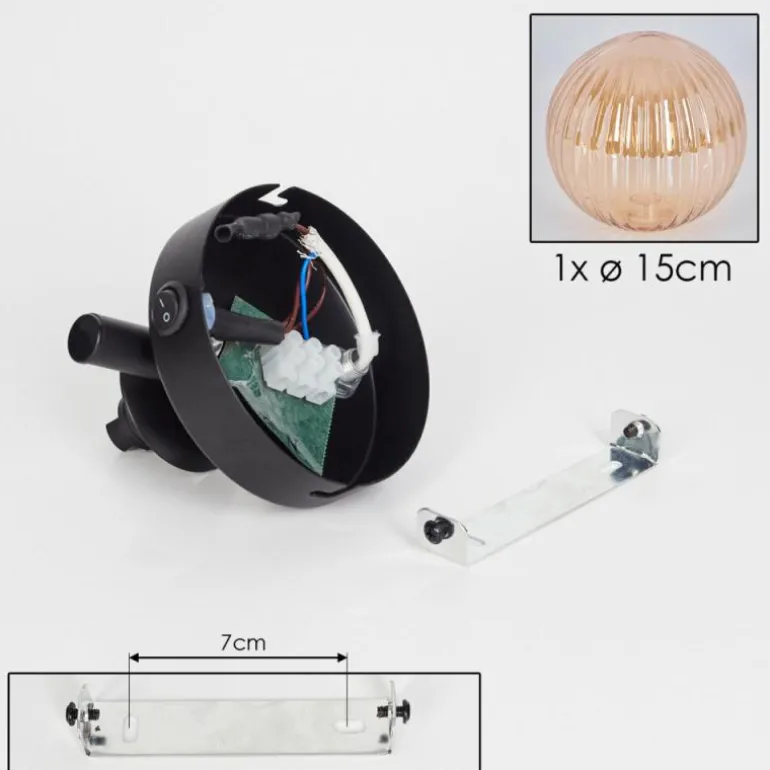 Applique murale - Verre 15 cm Chehalis Ambre, 1 lumière