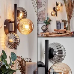 Applique murale - Verre 10 cm Chehalis Ambre, Fumé, 3 lumières