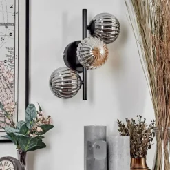 Applique murale - Verre 10 cm Chehalis Ambre, Fumé, 3 lumières