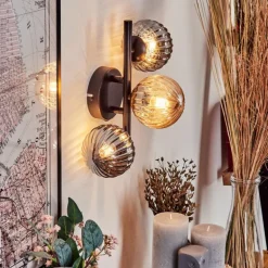 Applique murale - Verre 10 cm Chehalis Ambre, Fumé, 3 lumières