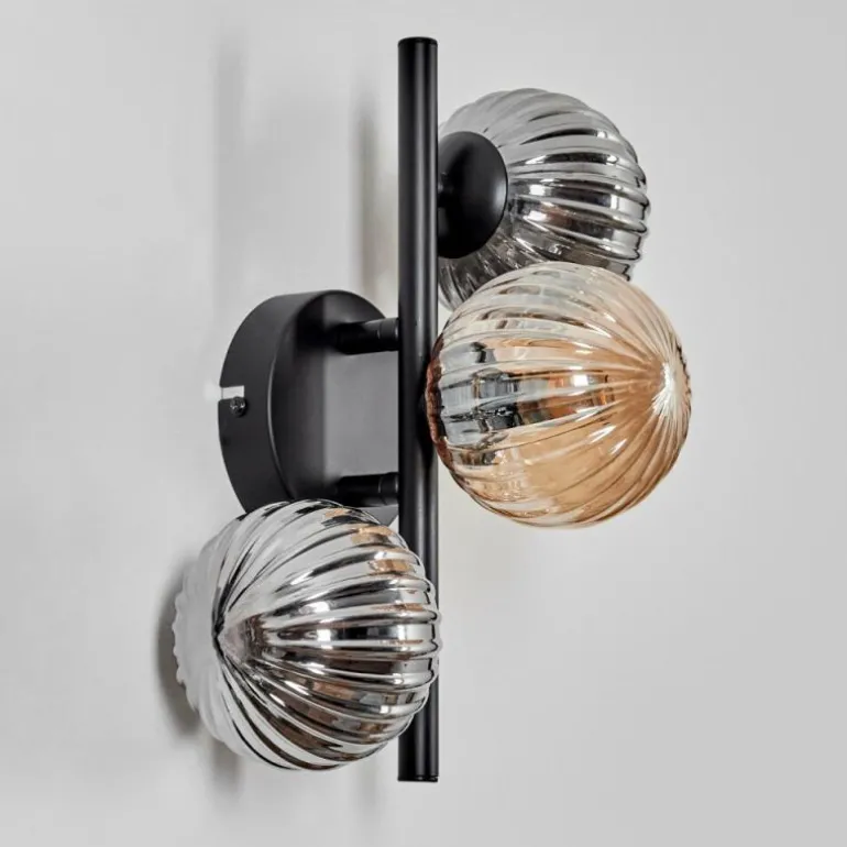 Applique murale - Verre 10 cm Chehalis Ambre, Fumé, 3 lumières