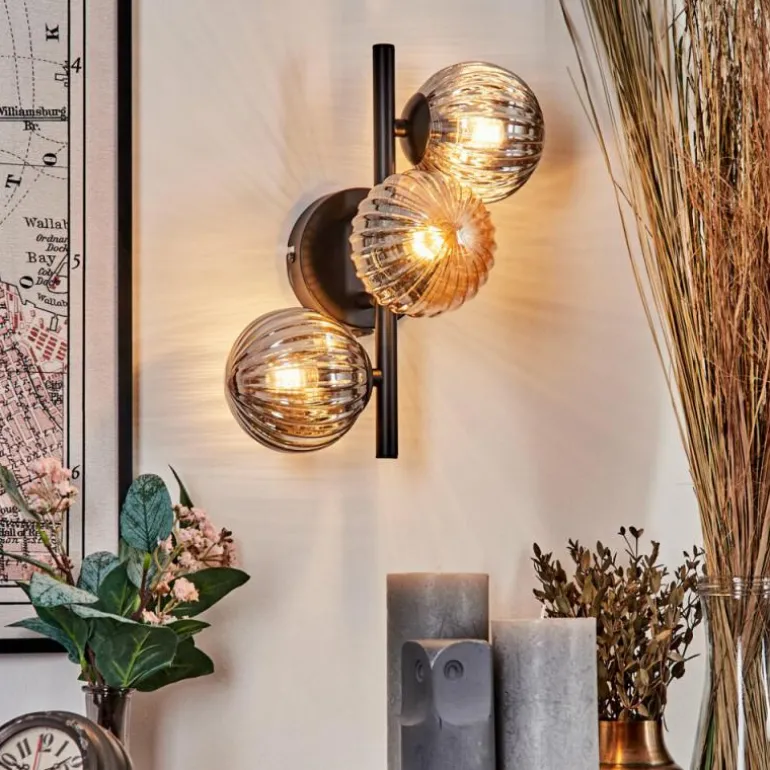 Applique murale - Verre 10 cm Chehalis Ambre, Fumé, 3 lumières