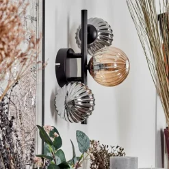 Applique murale - Verre 10 cm Chehalis Ambre, Fumé, 3 lumières