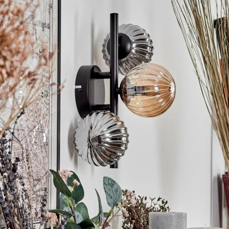 Applique murale - Verre 10 cm Chehalis Ambre, Fumé, 3 lumières