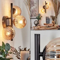 Applique murale - Verre 10 cm Chehalis Ambre, 3 lumières