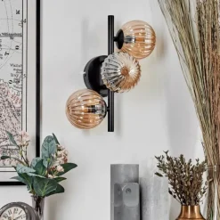 Applique murale - Verre 10 cm Chehalis Ambre, 3 lumières