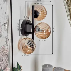 Applique murale - Verre 10 cm Chehalis Ambre, 3 lumières