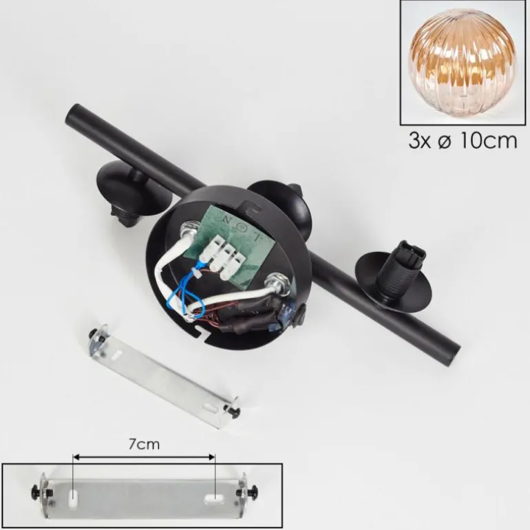 Applique murale - Verre 10 cm Chehalis Ambre, 3 lumières