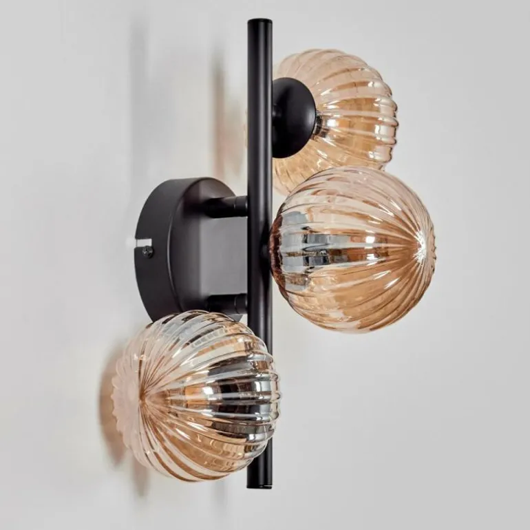 Applique murale - Verre 10 cm Chehalis Ambre, 3 lumières