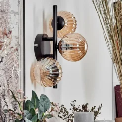 Applique murale - Verre 10 cm Chehalis Ambre, 3 lumières