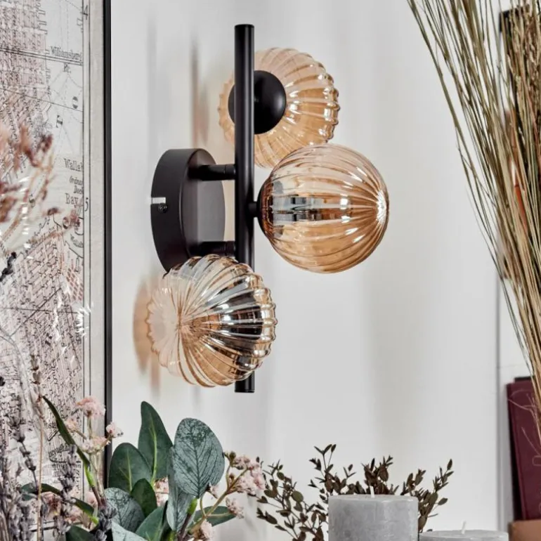 Applique murale - Verre 10 cm Chehalis Ambre, 3 lumières