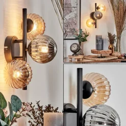 Applique murale - Verre 10 cm Chehalis Ambre, Fumé, 3 lumières