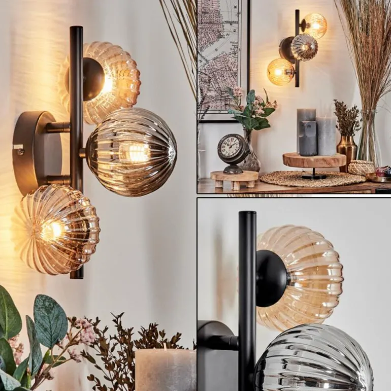 Applique murale - Verre 10 cm Chehalis Ambre, Fumé, 3 lumières