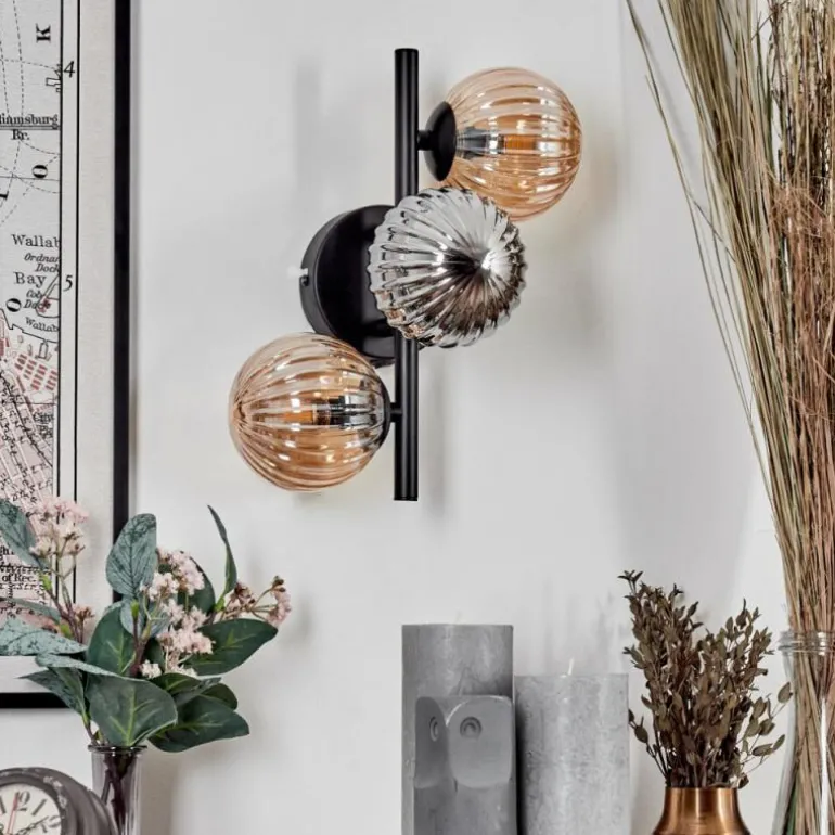 Applique murale - Verre 10 cm Chehalis Ambre, Fumé, 3 lumières