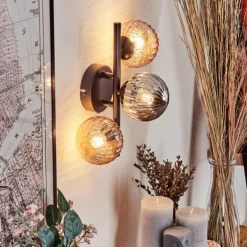 Applique murale - Verre 10 cm Chehalis Ambre, Fumé, 3 lumières