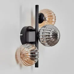 Applique murale - Verre 10 cm Chehalis Ambre, Fumé, 3 lumières