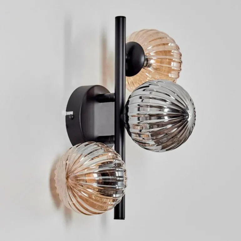 Applique murale - Verre 10 cm Chehalis Ambre, Fumé, 3 lumières