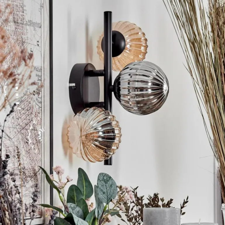 Applique murale - Verre 10 cm Chehalis Ambre, Fumé, 3 lumières