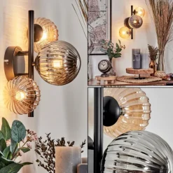 Applique murale - Verre 10 cm, 12 cm Chehalis Ambre, Fumé, 3 lumières