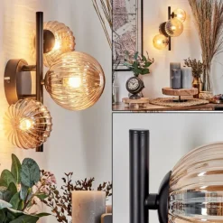 Applique murale - Verre 10 cm, 12 cm Chehalis Ambre, 3 lumières