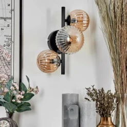 Applique murale - Verre 10 cm, 12 cm Chehalis Ambre, 3 lumières