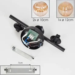 Applique murale - Verre 10 cm, 12 cm Chehalis Ambre, 3 lumières