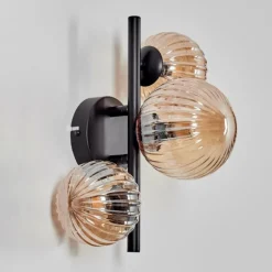 Applique murale - Verre 10 cm, 12 cm Chehalis Ambre, 3 lumières