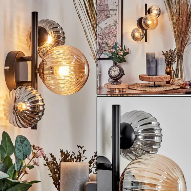 Applique murale - Verre 10 cm, 12 cm Chehalis Ambre, Fumé, 3 lumières