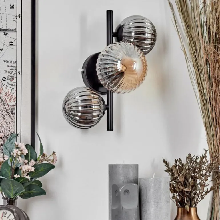 Applique murale - Verre 10 cm, 12 cm Chehalis Ambre, Fumé, 3 lumières