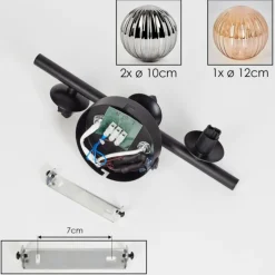 Applique murale - Verre 10 cm, 12 cm Chehalis Ambre, Fumé, 3 lumières