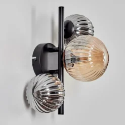 Applique murale - Verre 10 cm, 12 cm Chehalis Ambre, Fumé, 3 lumières