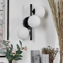 Applique murale - Verre 10 cm Chehalis Blanc, 3 lumières