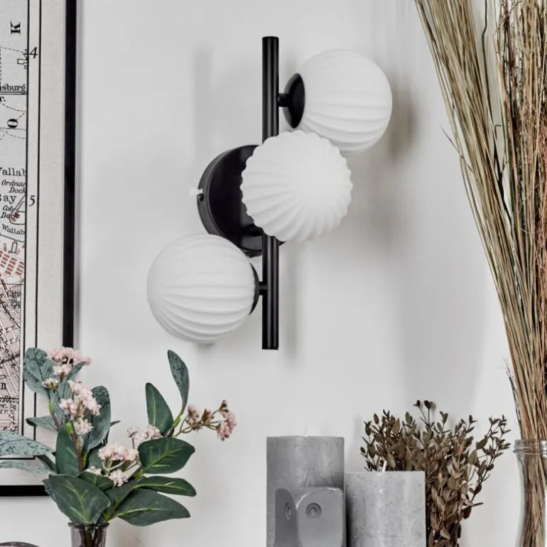 Applique murale - Verre 10 cm Chehalis Blanc, 3 lumières