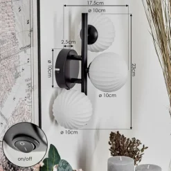 Applique murale - Verre 10 cm Chehalis Blanc, 3 lumières