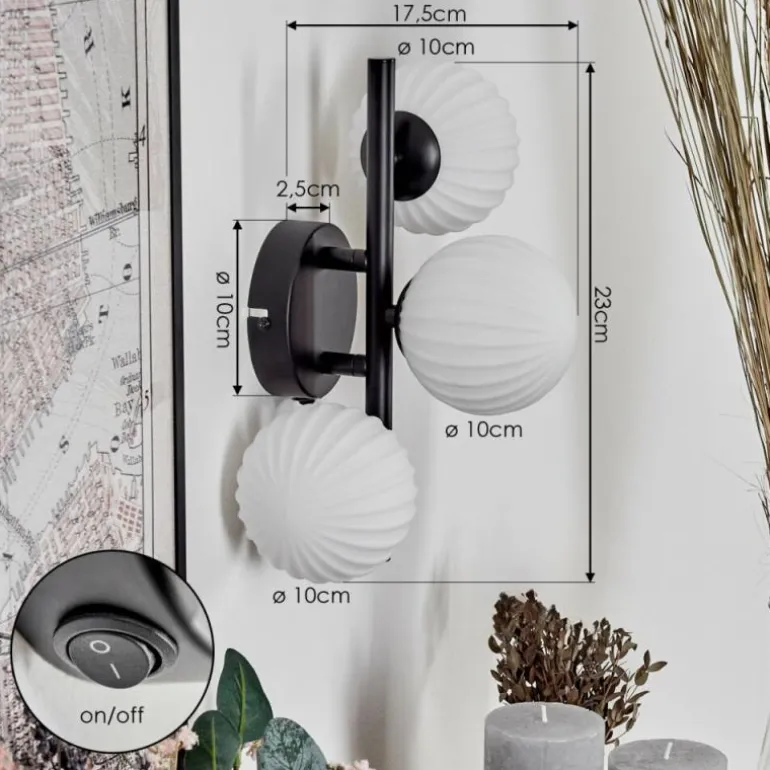 Applique murale - Verre 10 cm Chehalis Blanc, 3 lumières