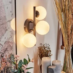 Applique murale - Verre 10 cm Chehalis Blanc, 3 lumières